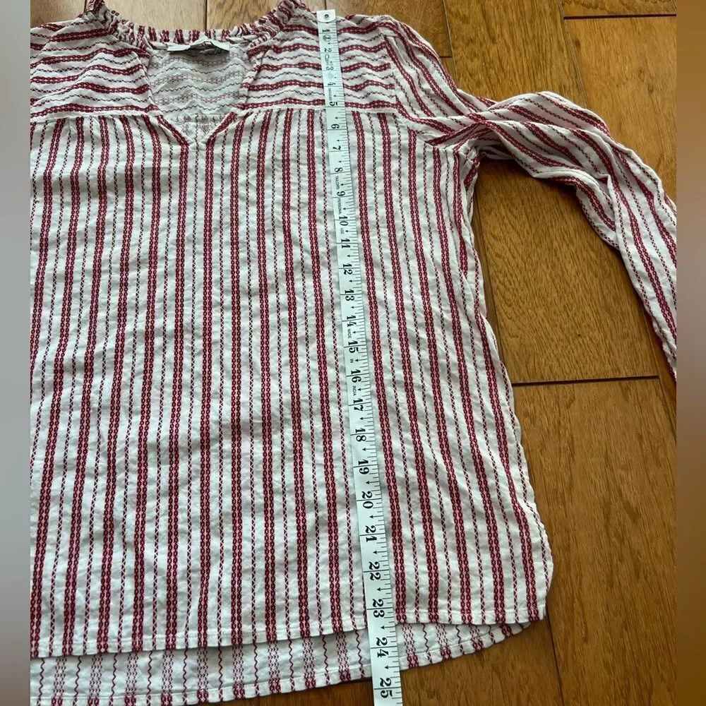 Loft Striped Ruffle Blouse